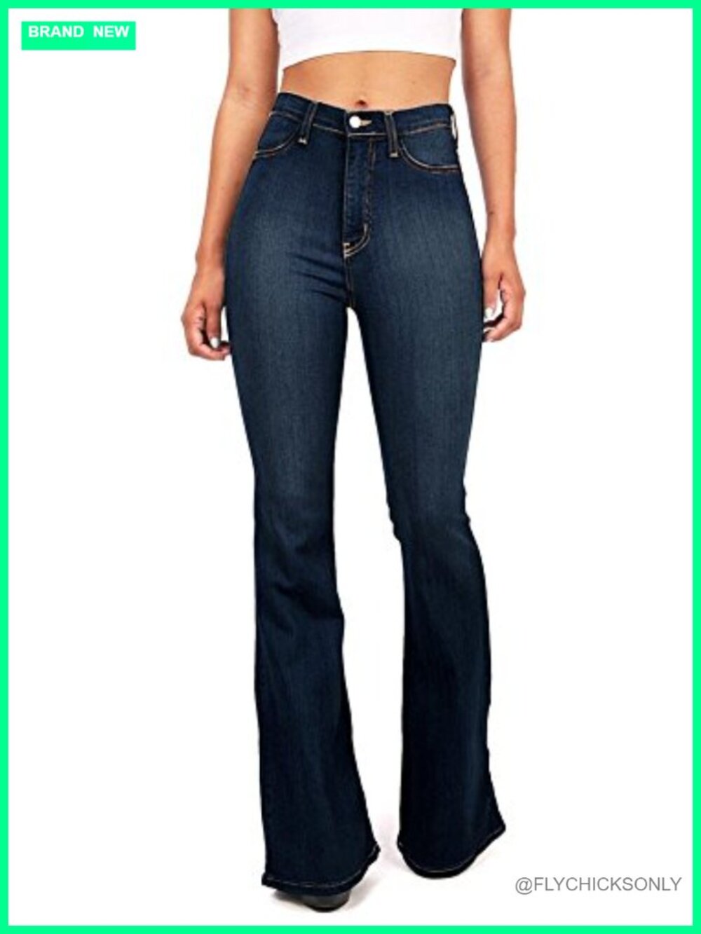 Women's High Waist Fitted Flared Denim Jeans Stretch Comfort